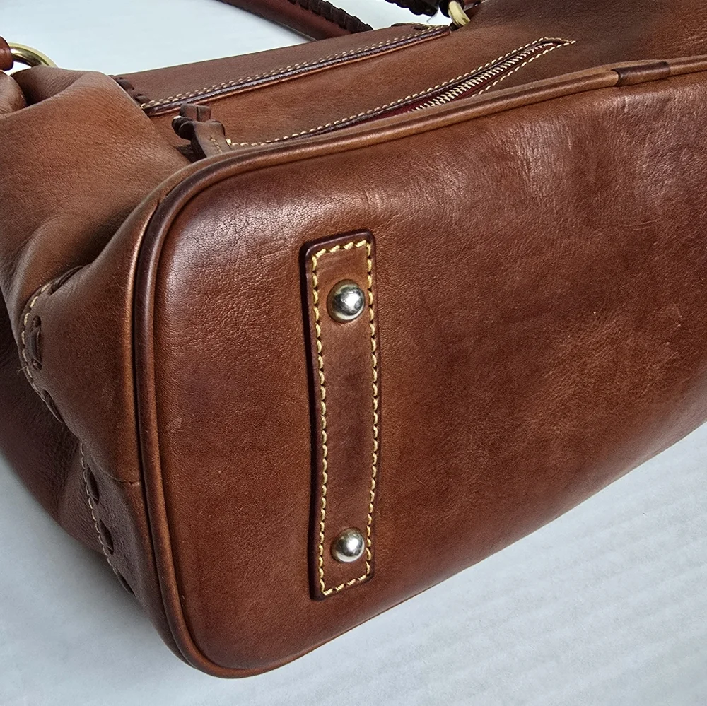 Dooney & Bourke Brown Leather Satchel - Picture 7 of 16